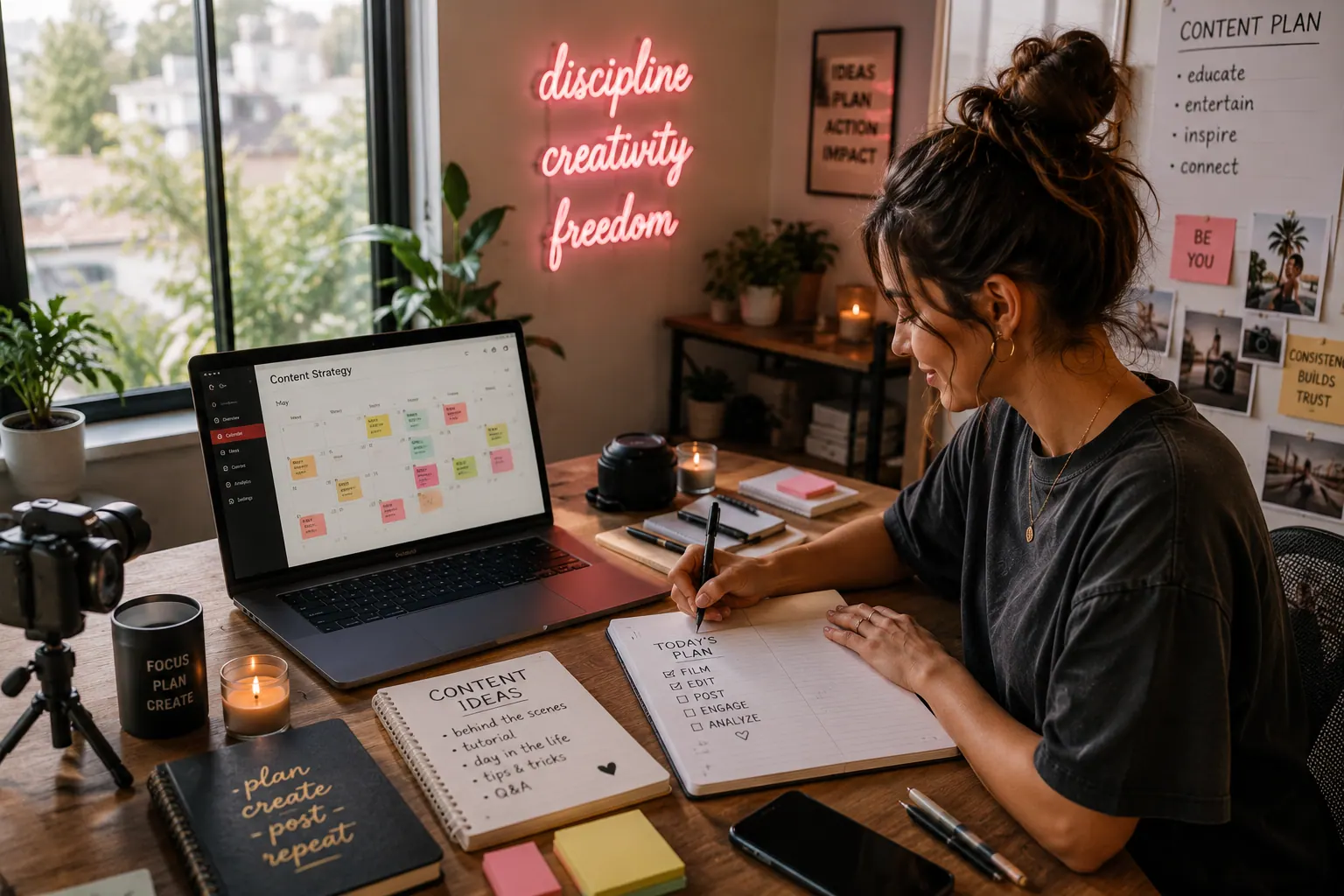 Creator planning content with intention