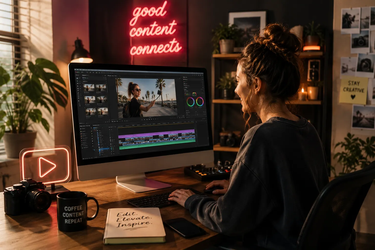Video creator at desktop
